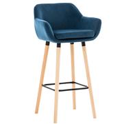 Taburete Alto Grant en Terciopelo Base de Madera con Reposabrazos & Reposapiés