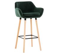 Taburete Alto Grant en Terciopelo Base de Madera con Reposabrazos & Reposapiés
