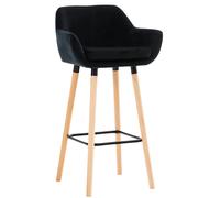 Taburete Alto Grant en Terciopelo Base de Madera con Reposabrazos & Reposapiés