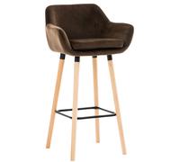 Taburete Alto Grant en Terciopelo Base de Madera con Reposabrazos & Reposapiés