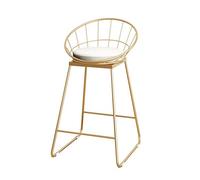 Taburete Alto Informal/Silla de Vestir de Hierro Forjado, cómodo cojín de Terciopelo, tapete Antideslizante, Apto para Cocina, Barra, Talla múltiple Opcional, Dorado