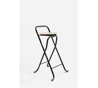 Taburete Alto Plegable Con Respaldo de Metal Negro y Madera Clara - CONJUNTO: Pack 6