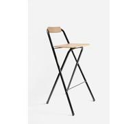 Taburete Alto Plegable Cuadrado Negro con Madera Natural - CONJUNTO: Pack 4