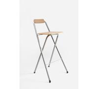 Taburete Alto Plegable Cuadrado Plateado con Madera Natural - CONJUNTO: Pack 4