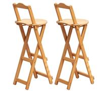 Taburete Alto Plegablede Bambú, Silla Plegable con Respaldo,Taburete Plegable Portátil, Taburetes de Bar Altos para Acampar al Cocina, Tienda, Cafetería (Color : Primary color2pcs, Size : 75cm/30in