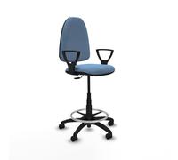 Taburete Aına CP bali azul cielo brazos fijos base poliamida ruedas nailon 50mm