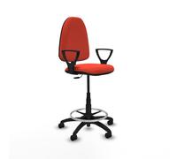 Taburete Aına CP bali naranja oscuro brazos fijos base poliamida ruedas nailon 50mm