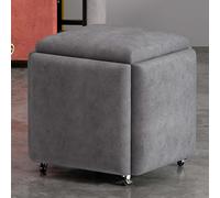 Taburete anidado 5 en 1, reposapiés apilable con ruedas y otomana de almacenamiento para sala de estar, tocador y silla de sofá