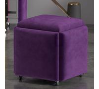 Taburete anidado 5 en 1, reposapiés apilable y otomano de almacenamiento con ruedas para sala de estar, tocador y silla de sofá