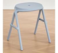 Taburete apilable de plástico azul para adultos, diseño moderno sin respaldo, portátil, silla de comedor, taburetes altos para cualquier habitación, 1 paquete