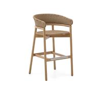 Taburete Arinella en madera maciza de acacia, acabado natural y cuerda beige 75 cm FSC 100%