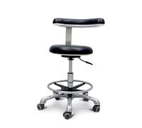 Taburete auxiliar dental con reposabrazos de rotación de 360°, asiento de piel sintética, altura ajustable, silla de dentista médico