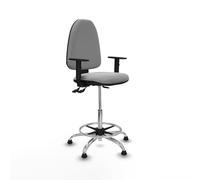 Taburete aýna as similpiel gris claro brazos 1d base cromada topes