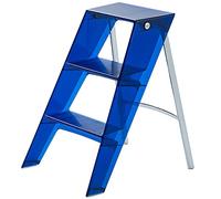 Taburete azul de 3 pasos, escalera de acrílico resistente con almohadilla antideslizante, 330 lbs de capacidad, escalera compacta plegable para la cocina de la oficina de la oficina de ayuda de almace