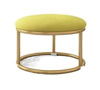 Taburete bajo amarillo resistente con cojines, versátil asiento de sofá para sala de estar, dormitorio o entrada, banco de zapatos, elegante diseño de marco de metal
