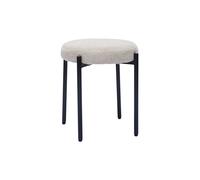 Taburete bajo apilable de tejido efecto aterciopelado texturizado beige y metal negro 41 cm KIKO