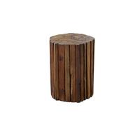 Taburete bajo creativo de madera maciza, mesa auxiliar rústica, estante y banco para flores talladas de raíces, diseño único de retazos redondos para decoración del hogar y uso en el jardín