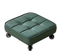 Taburete bajo cuadrado con ruedas, taburete corto con ruedas, asiento giratorio 360°, silla giratoria resistente para oficina en casa, pedicura, garaje, verde