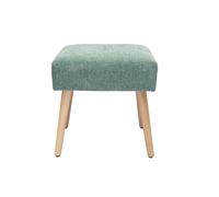 Taburete bajo de tela efecto aterciopelado texturizado verde celadón y madera clara maciza 46 cm GUESTA