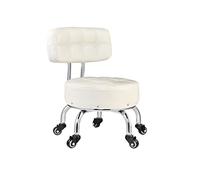 Taburete bajo enrollable con ruedas de freno, taburetes de pedicura, asiento de rodillo taburetes cortos de pie rodante con ruedas giratorias universales PU cuero pequeño taburetes pequeños rojos