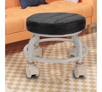 Taburete bajo Enrollamiento, Asiento Rodillo bajo, Cómodo Taburete Cuero PU Giratorio de 360 grados con Ruedas con Asiento Cojín Ergonómico para la Oficina Garaje en casa.