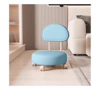 Taburete bajo giratorio con respaldo y ruedas, silla otomana con polea rodante para maquillaje y cambio de zapatos, diseño de piel sintética