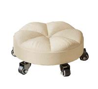 Taburete bajo giratorio de 360°, mini taburete móvil con rueda de polea, asiento rodante fácil de mover para limpieza del hogar, fitness, lavandería y uso versátil.