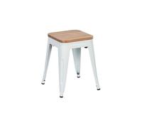 Taburete bajo industrial de acero y madera 7house