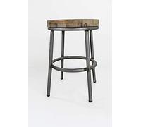 Taburete Bajo Metal y Madera TOM Industrial Sam, Asiento de Madera, 49x35cm. Incluye Imán Personalizable de Regalo.