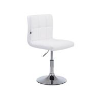 CLP Taburete Bajo Palma V2 En Simil Cuero I Silla Lounge Regulable En Altura & Giratoria I Butaca De Salón Moderna & Acolchado, Color:Blanco