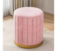 Taburete bajo para decoración de uñas, taburete tapizado con funda extraíble, reposapiés de almacenamiento con base de metal para sala de estar