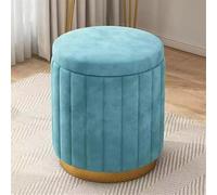 Taburete bajo para decoración de uñas, taburete tapizado con funda extraíble, reposapiés de almacenamiento con base de metal para sala de estar
