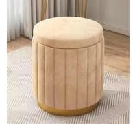 Taburete bajo para decoración de uñas, taburete tapizado con funda extraíble, reposapiés de almacenamiento con base de metal para sala de estar