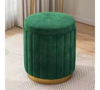 Taburete bajo para decoración de uñas, taburete tapizado con funda extraíble, reposapiés de almacenamiento con base de metal para sala de estar