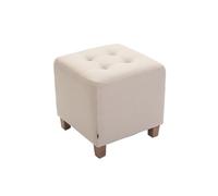 CLP Taburete Puff Bajo Pharao Tapizado En Tela & Altura De Asiento 46cm I Taburete Reposapiés Acolchado, Color:Crema