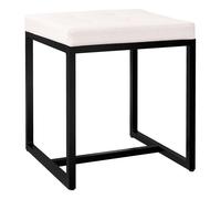 Taburete barci con marco negro simil cuero crema 40x40x48 cm
