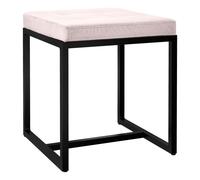 Taburete barci con marco negro terciopelo crema 40x40x48 cm