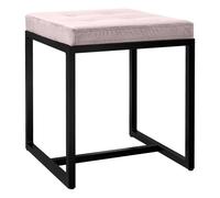 Taburete barci con marco negro terciopelo gris claro 40x40x48 cm