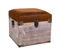 Taburete cajón de madera y polipiel 30x30x28 cm