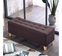 Taburete cambiador de zapatos con espacio de almacenamiento para entrada, banco tapizado en lino con espacio de almacenamiento, reposapiés moderno al final de la cama para sala de estar y do