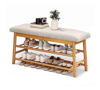 Taburete cambiador de zapatos delgado de bambú, banco de entrada pequeño con almacenamiento estrecho otomano para zapatos, armario que ahorra espacio para decoración del hogar