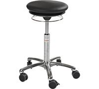 Taburete con asiento de colchón neumático tapizado de piel sintética