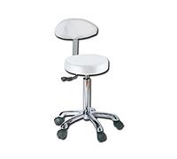 Taburete con respaldo, blanco, para estudio médico, dentista, podologo, esteticista...