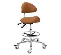 Taburete con respaldo y reposapiés, silla de montar giratoria, ergonómica, giratoria, ajustable, para masajes, salón de belleza, tatuajes, dentistas, clínicas, oficina en casa (camello)