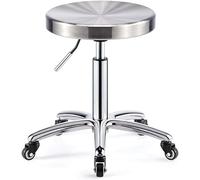 Taburete con ruedas de acero inoxidable, silla de oficina de laboratorio giratoria de 5 ruedas, taburete de maquillaje de spa elevable for salón de belleza moderno, altura ajustable 40-54 cm