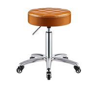Taburete con ruedas de piel sintética, cojín redondo, sin respaldo, silla hidráulica giratoria, ajustable 41 - 56 cm, para salón de spa, consultorio médico, tatuaje, hogar, coche, tienda, masaje