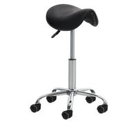 CLP Taburete con Ruedas Reno En Simil Cuero I Taburete De Trabajo Giratorio I Silla De Escritorio Regulable En Altura I Color:, Color:Negro