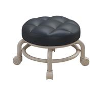 Taburete con Ruedas, Taburete con Ruedas de Cuero, Taburete Redondo bajo, Taburete con Ruedas Giratorio de 360 Grados con Ruedas para Oficina en Casa (Black)