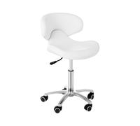 Physa Taburete con Ruedas Y Respaldo para Estética Physa Andria White (Cuero Sintético Blanco, hasta 150 Kg, Altura del Asiento: 45-59 cm)