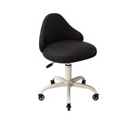 Taburete con Ruedas y Respaldo Silla Estetica Profesional Regulable en Altura 47-64cm Asiento de Cuero PU Taburete Giratorio hasta 150kg(Black)